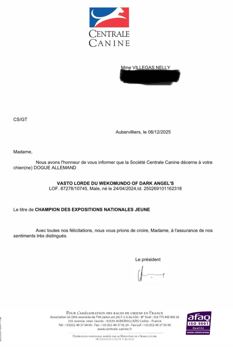 Nouveau titre de jeune champion !